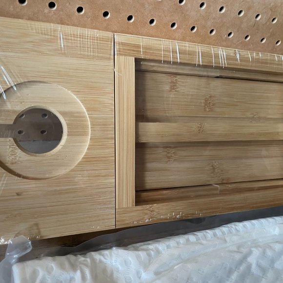 *New* Bamboo Bathtub Caddy Tray & Pillow - Picture 7 of 9